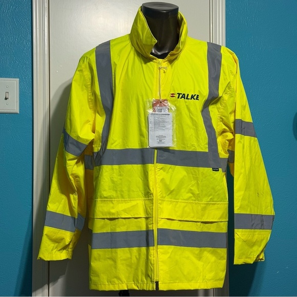 Portwest Neon Yellow & Gray Reflective stripes High Visibility Rain Jacket 3XL - Picture 4 of 17